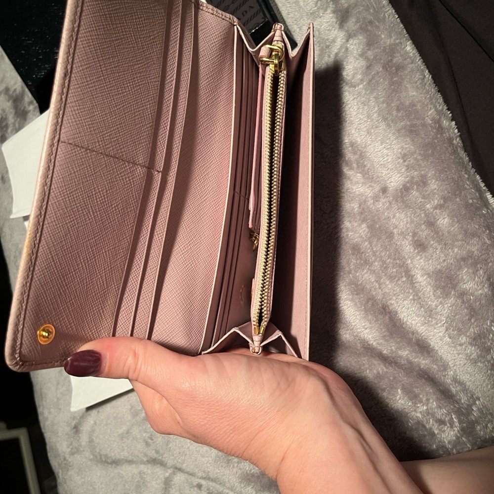 Prada Light Pink Saffiano Leather Continental Wallet with Gold Hardware - Picture 11 of 16